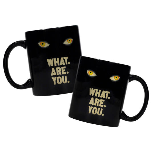 Taza negra de cerámica IT Welcome to Derry con ojos y mensaje What Are You