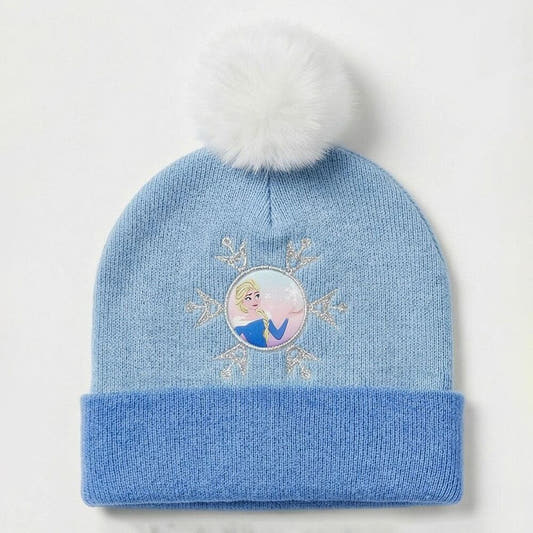 Conjunto azul de gorro, guantes y bufanda Frozen con detalles de Elsa - 2