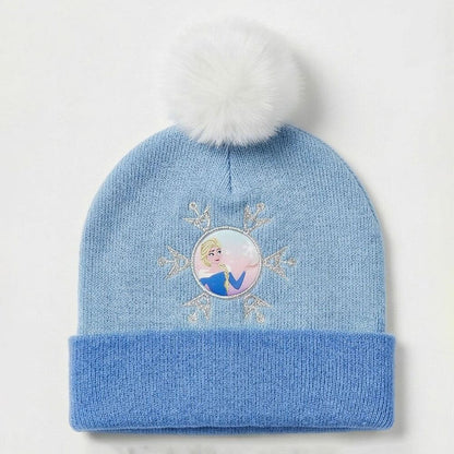 Conjunto azul de gorro, guantes y bufanda Frozen con detalles de Elsa - 2