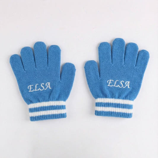 Conjunto azul de gorro, guantes y bufanda Frozen con detalles de Elsa - 5