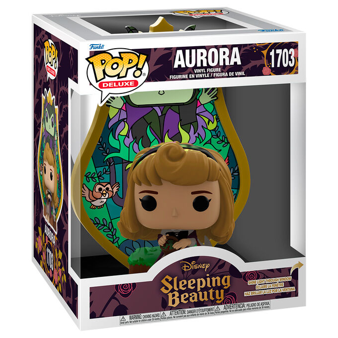 Figura Funko POP! Deluxe de Aurora y Maléfica con fondo tipo vidriera - 2
