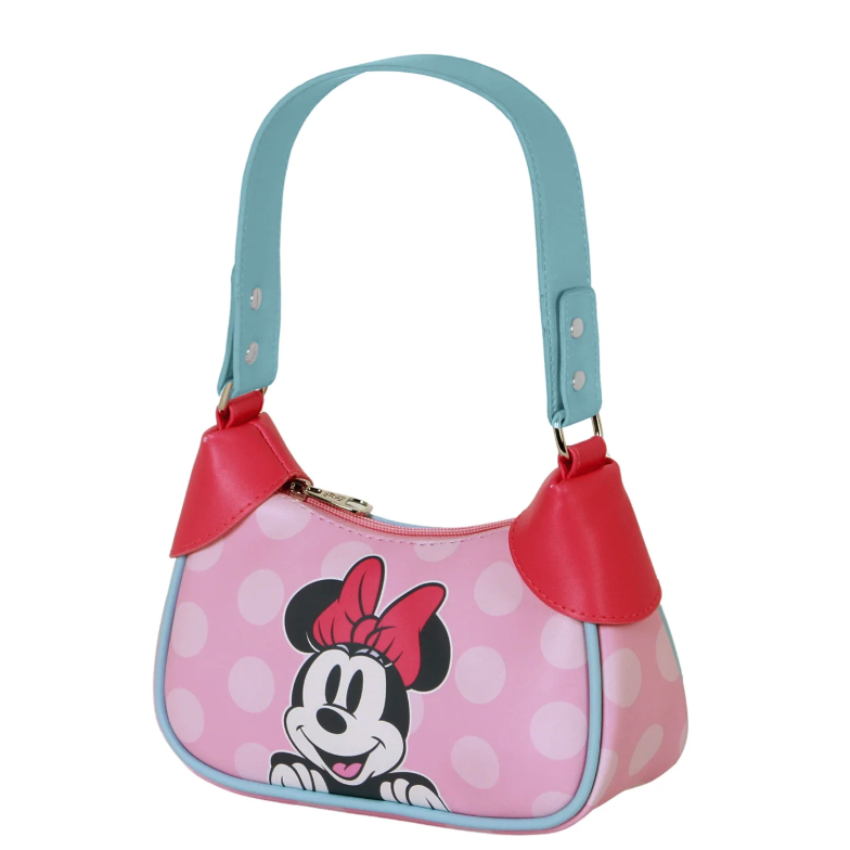 Bolso rosa Ribbon de Minnie Disney con lunares y asa azul