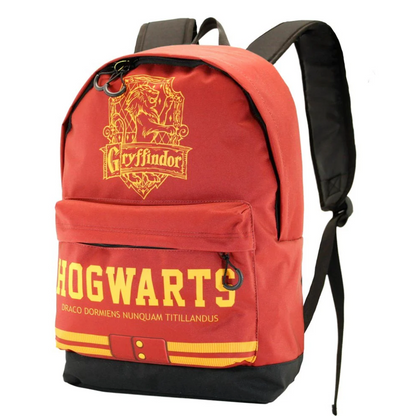 Mochila roja de Harry Potter Gryffindor con escudo y bolsillo frontal