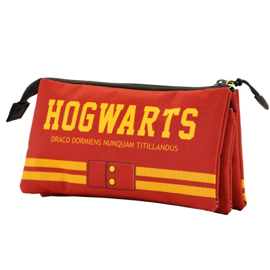 Portatodo triple rojo de Harry Potter Gryffindor con diseño Hogwarts - 3