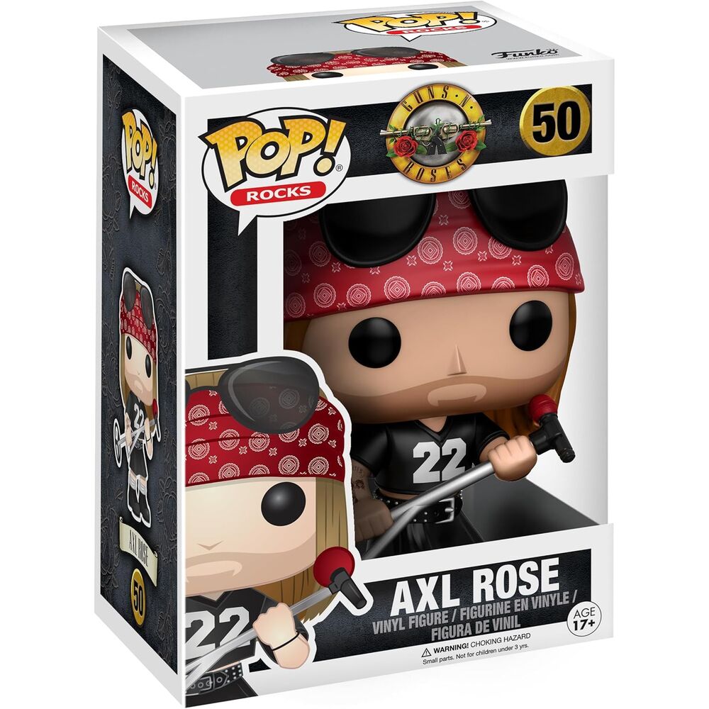 Figura Funko POP! de Axl Rose con pañuelo rojo, gafas negras y micrófono - 3