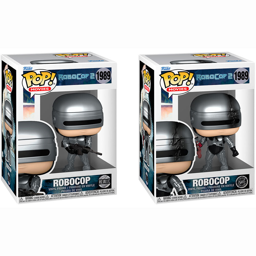 Figura Funko POP! de RoboCop 2 en caja, con armadura plateada