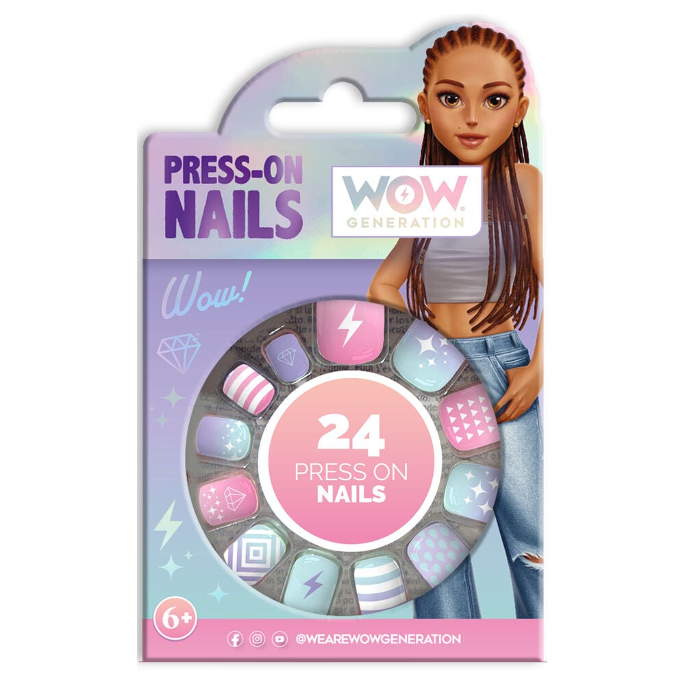 Blíster WOW Generation con 24 uñas adhesivas de diseños pastel