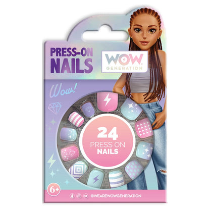 Blíster WOW Generation con 24 uñas adhesivas de diseños pastel