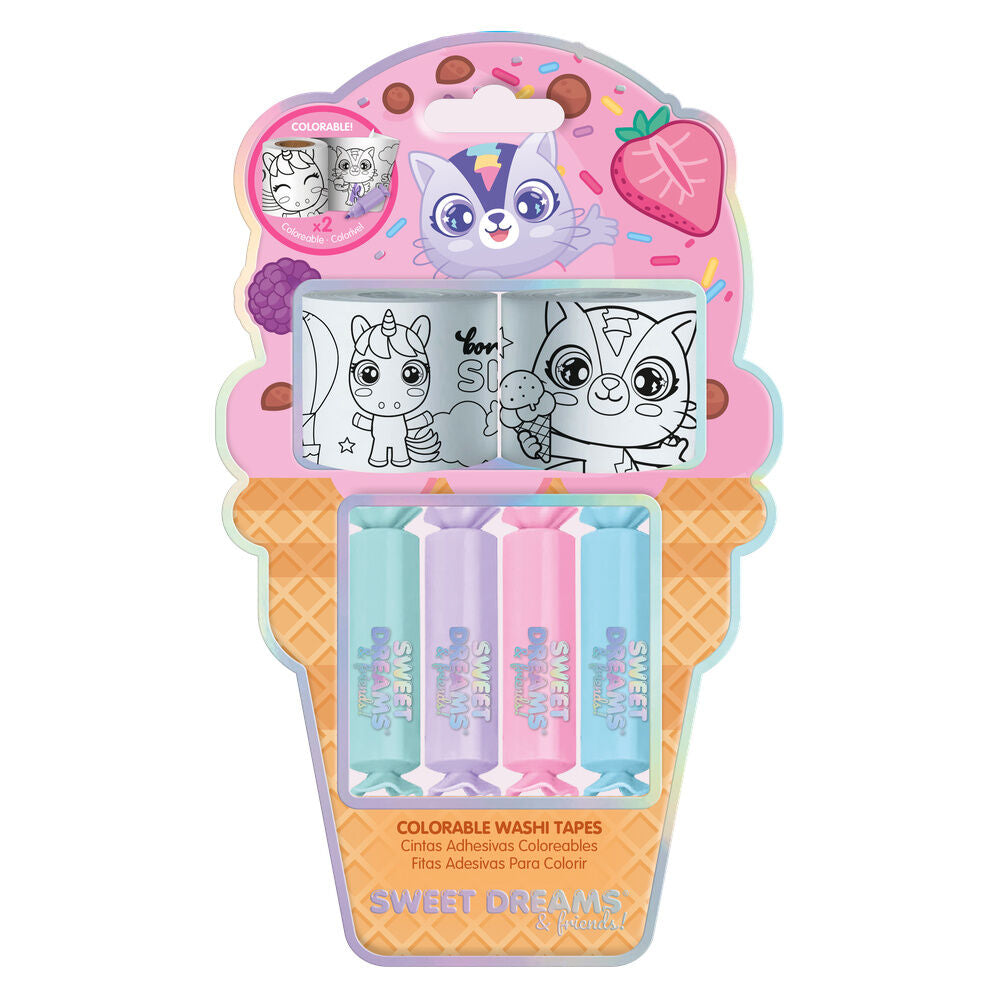 Set Sweet Dreams & Friends con cintas adhesivas pastel y diseños para colorear