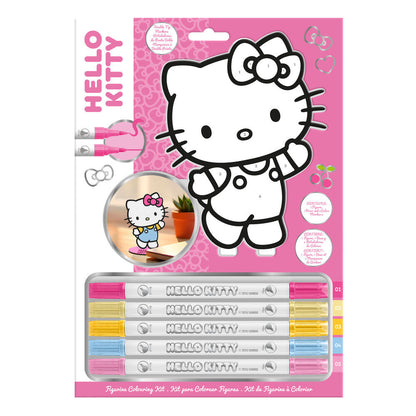 Set para colorear Hello Kitty and Friends con figura, base y cinco rotuladores
