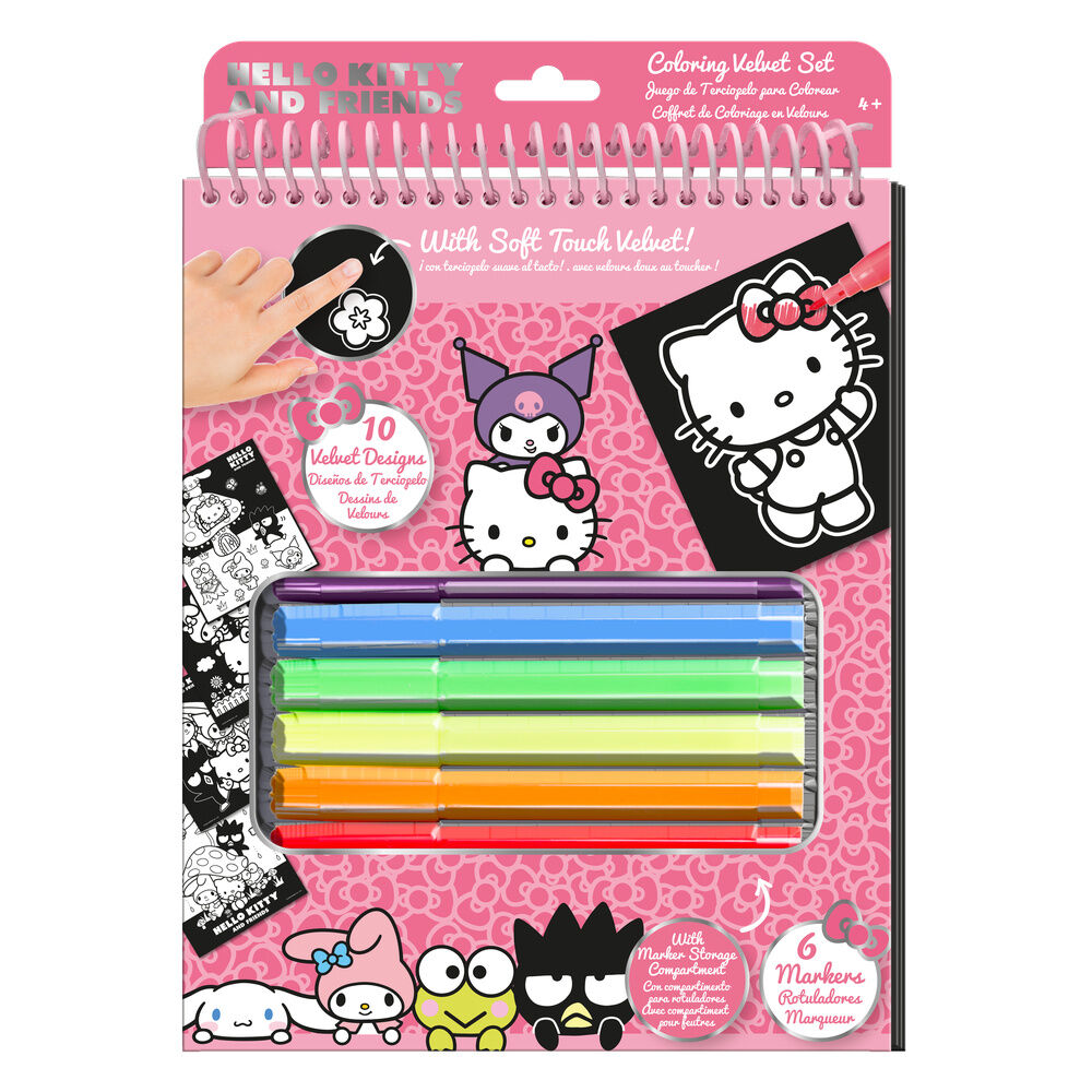 Libreta de colorear Hello Kitty and Friends con seis rotuladores
