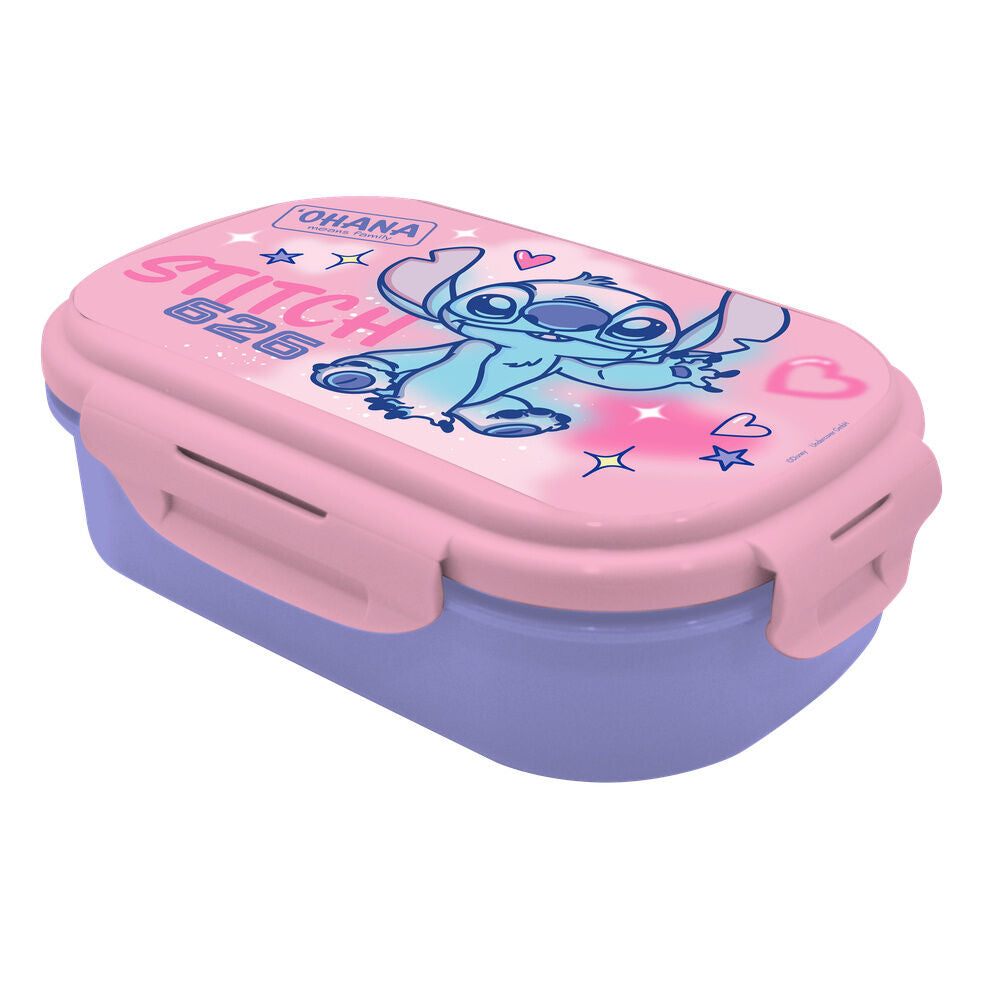 Sandwichera rosa y lila de Stitch Disney con cubierto