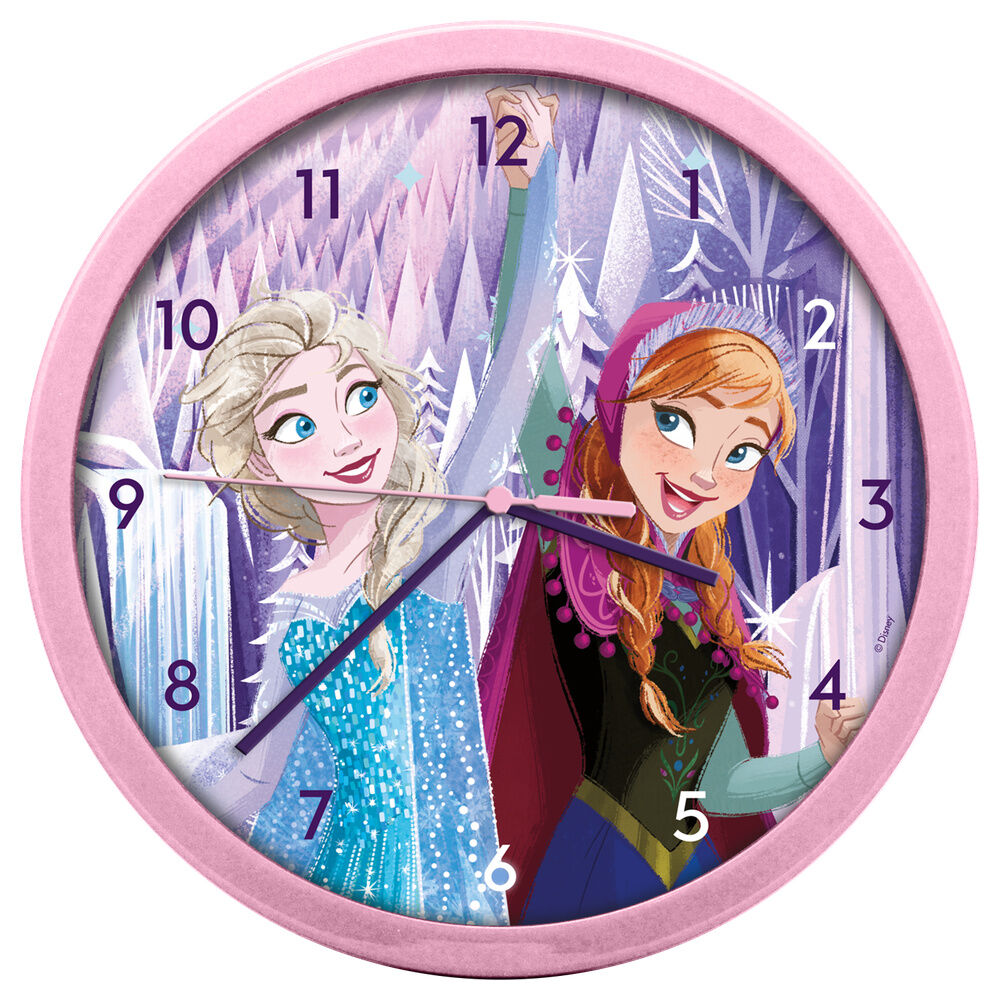 Reloj de pared Disney Frozen con Elsa y Anna y marco rosa