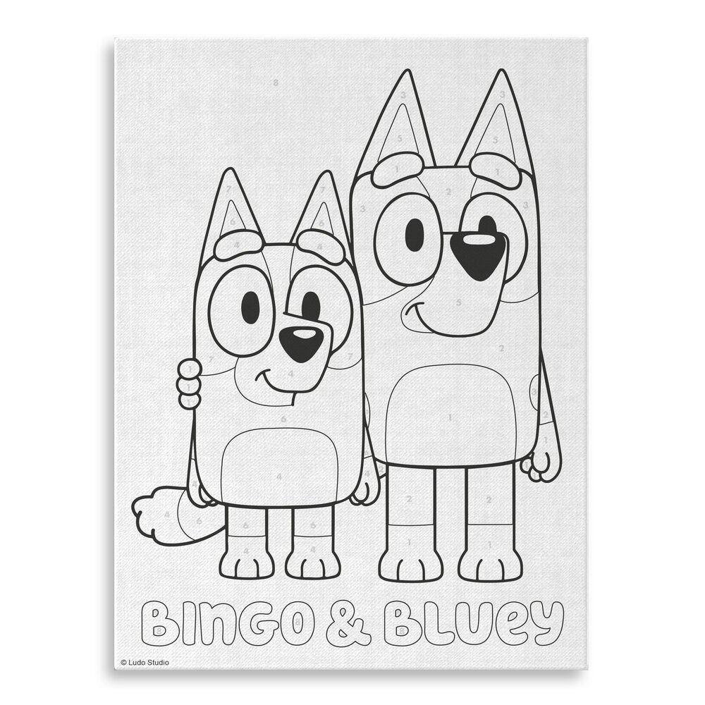Lienzo para pintar por números de Bluey y Bingo