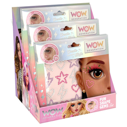 Gemas adhesivas faciales Wow Generation con diseños de corazones, estrellas y rayos - 2