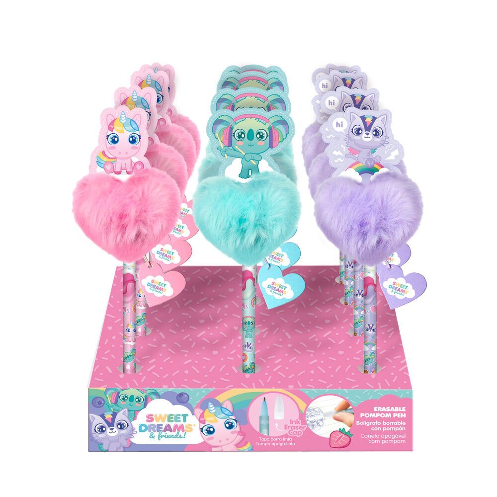 Bolígrafos Sweet Dreams & Friends con topper 3D de corazón mullido - 2