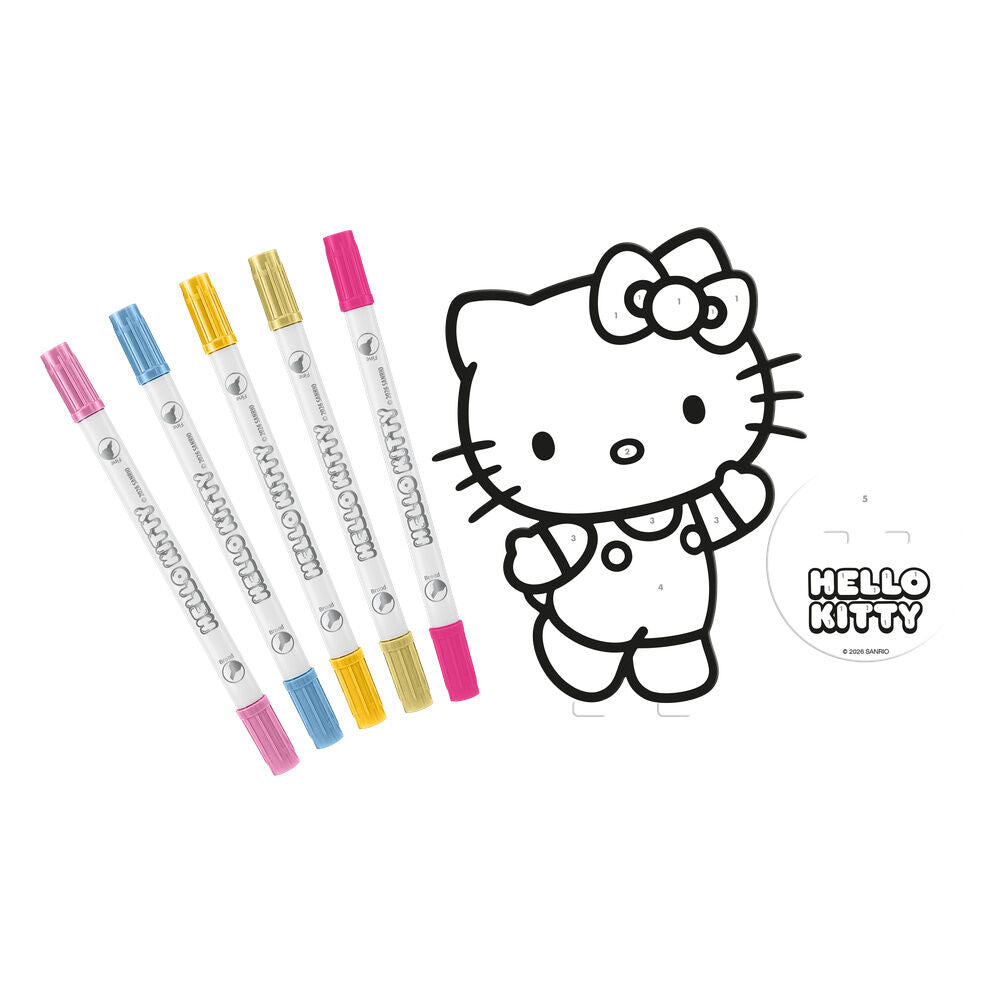 Set para colorear Hello Kitty and Friends con figura, base y cinco rotuladores - 2