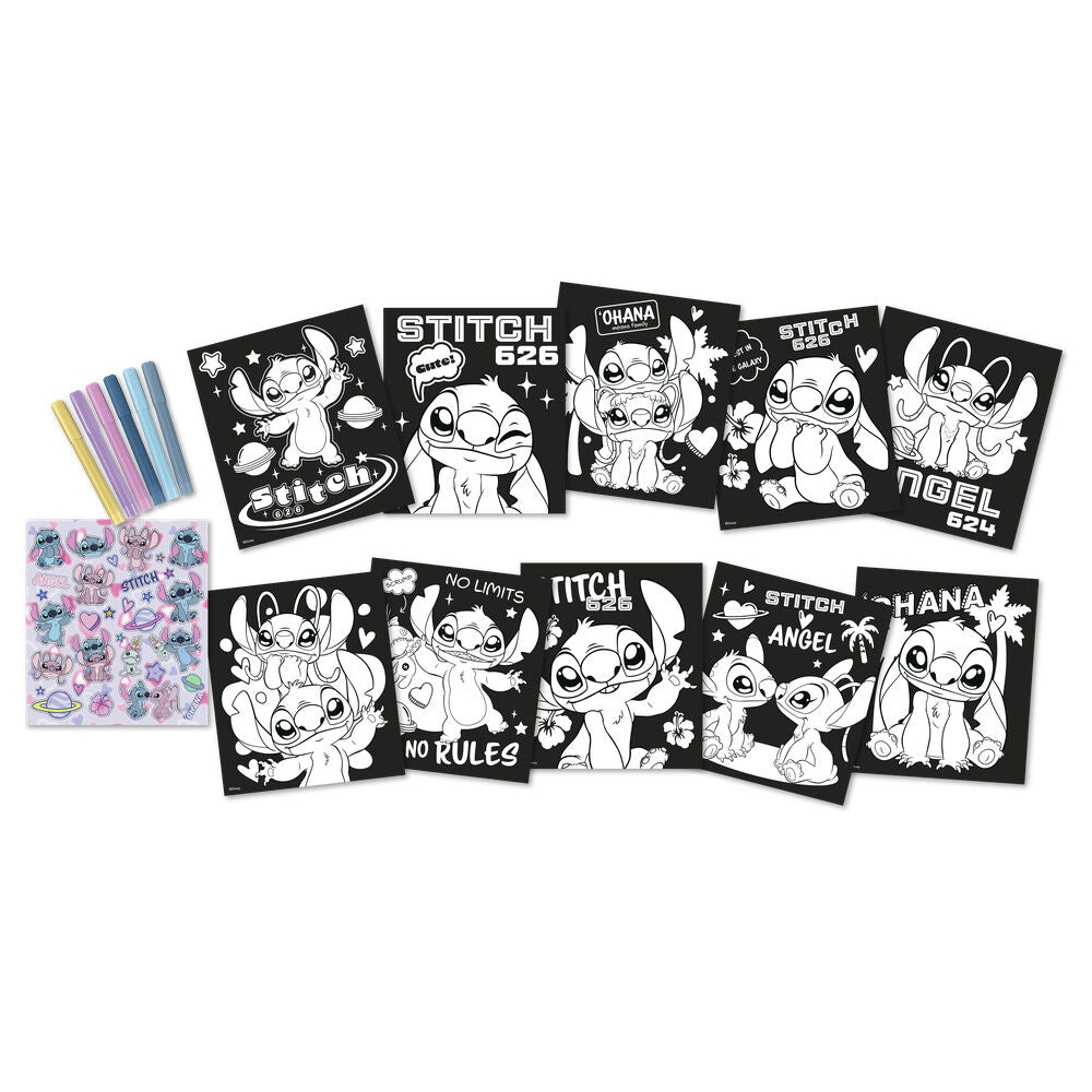 Set de colorear Stitch Disney con libreta, rotuladores y pegatinas - 2