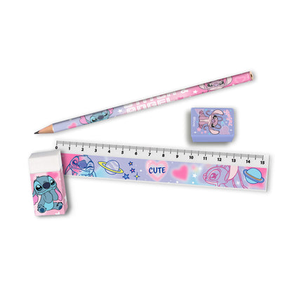 Set portatodo Stitch Disney azul y rosa con pompón - 2