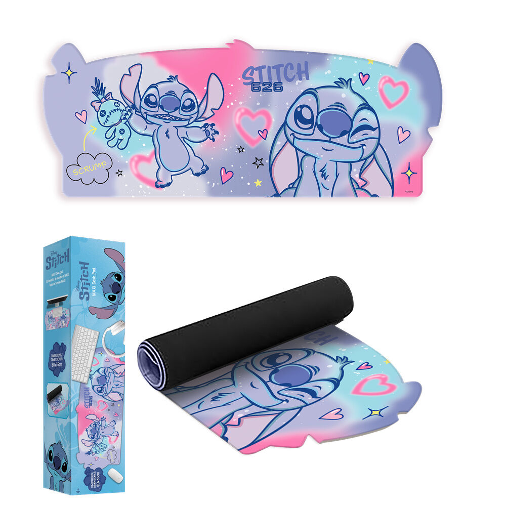 Alfombrilla gaming Stitch Disney con ilustraciones de Stitch y Scrump - 2