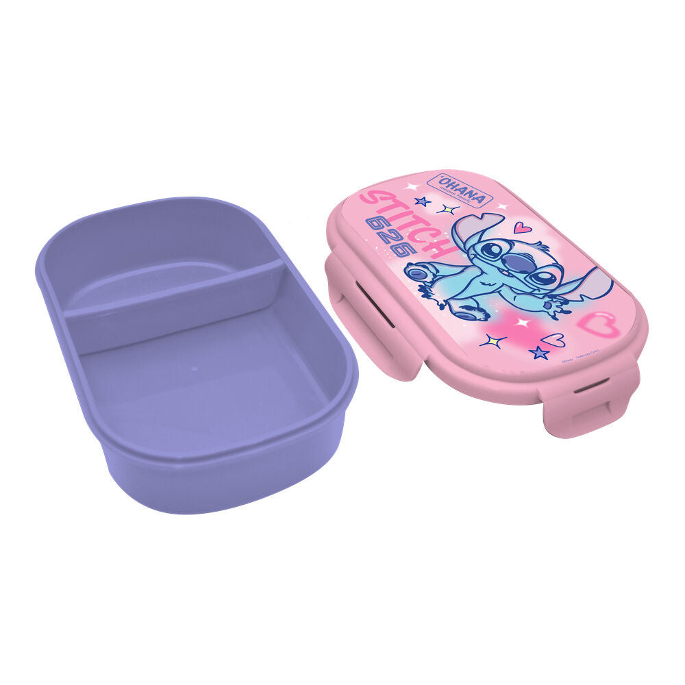Sandwichera rosa y lila de Stitch Disney con cubierto - 2