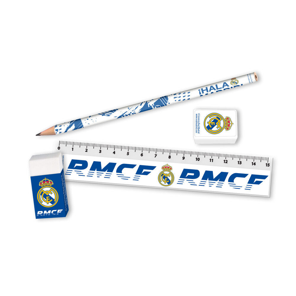 Set portatodo de papelería Real Madrid blanco con varios compartimentos - 2