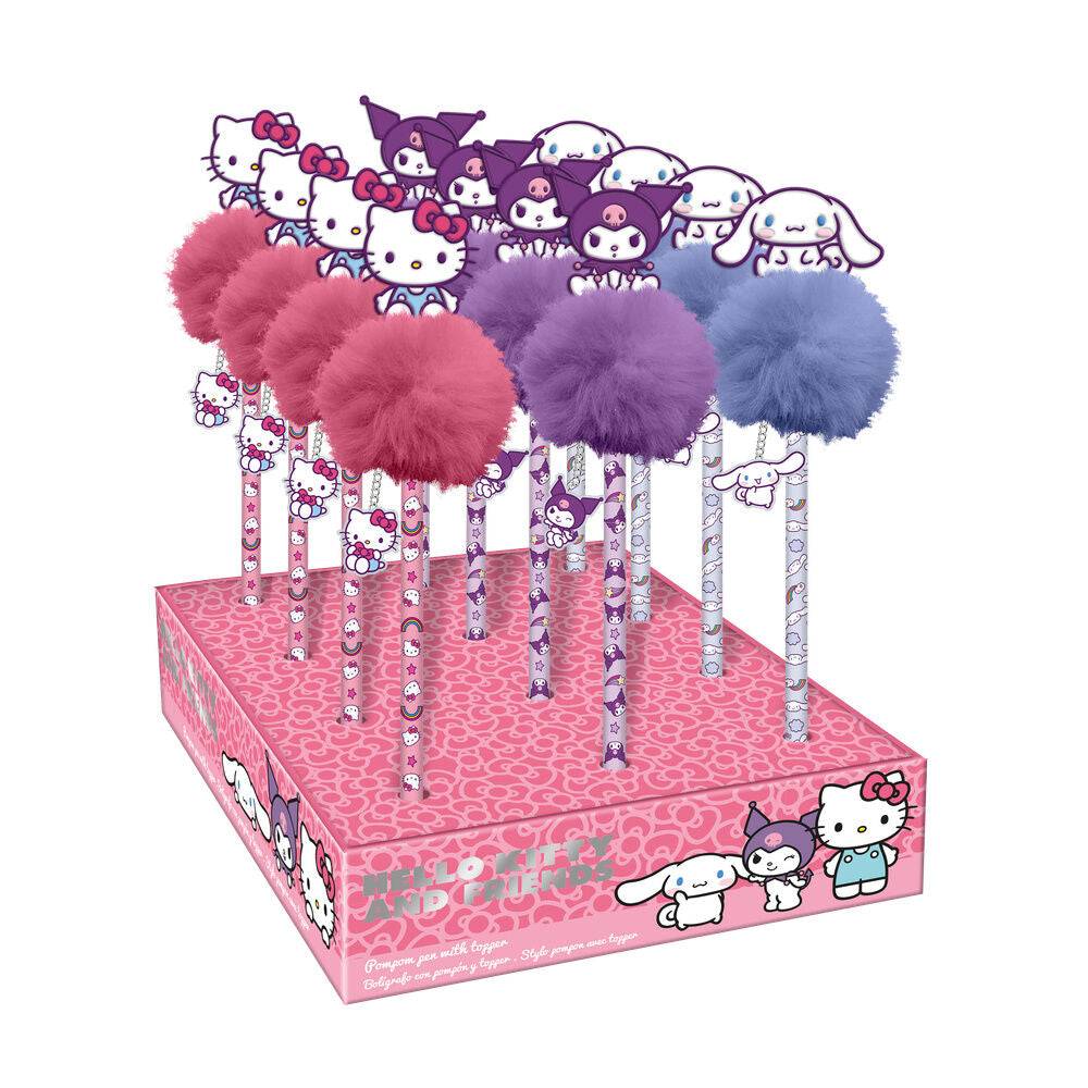 Bolígrafo Hello Kitty and Friends con pompón y personajes decorados