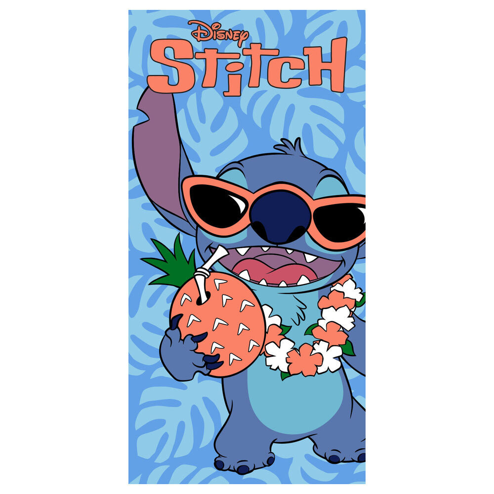 Toalla de microfibra Stitch Disney con gafas de sol y diseño tropical