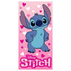 Toalla Disney Stitch rosa con corazones