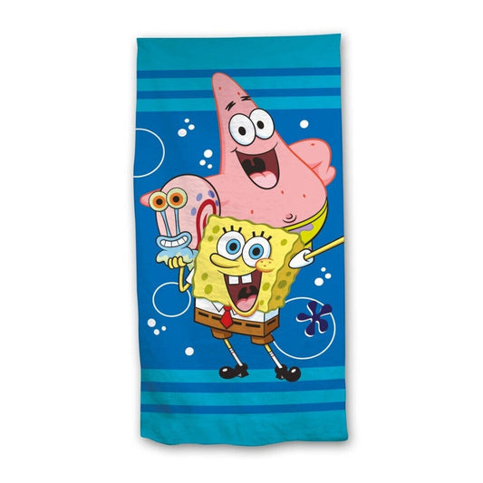 Toalla azul de Bob Esponja con Patricio y Gary