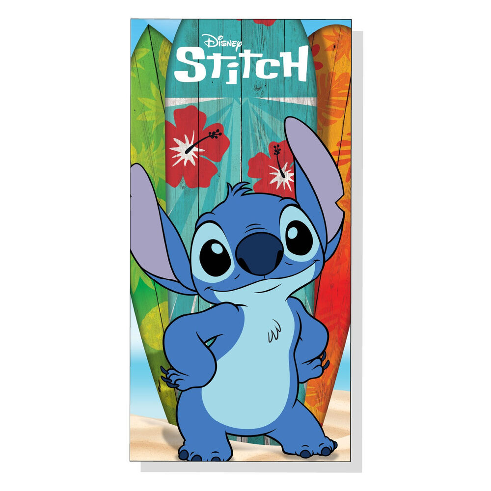 Toalla Disney Stitch de microfibra con diseño tropical y tablas de surf