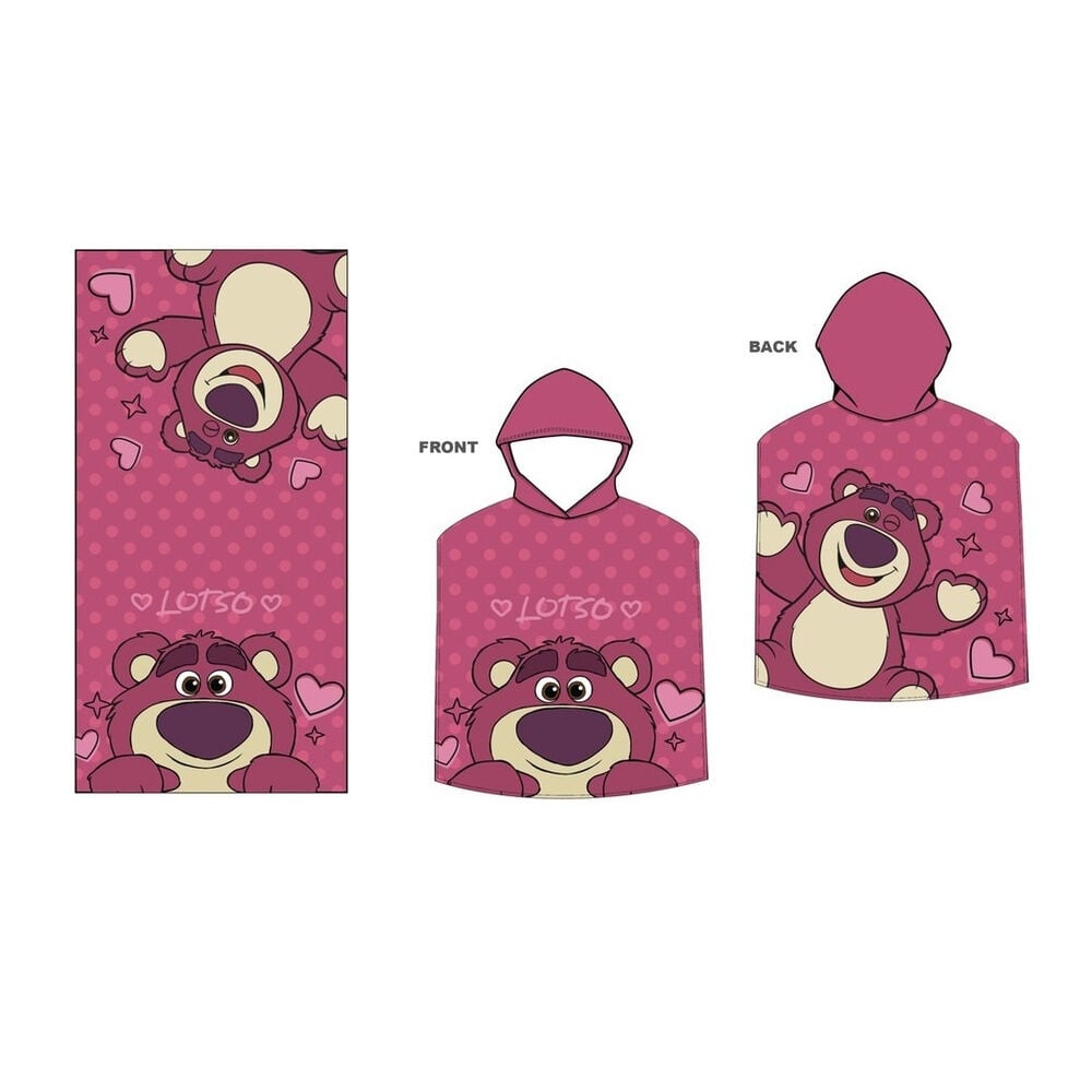 Poncho toalla de microfibra rosa con Lotso de Toy Story