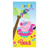 Toalla Peppa Pig con diseño tropical, flamenco y flotador