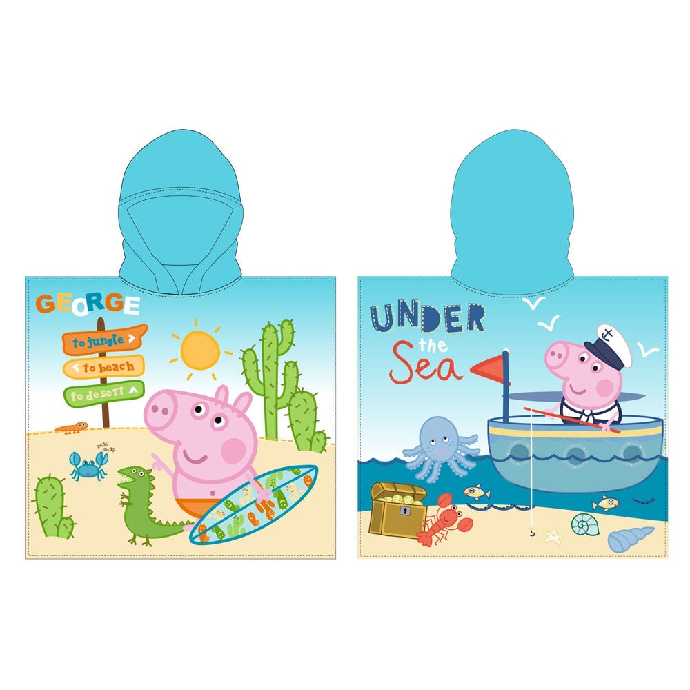Poncho toalla con capucha de George y Peppa Pig