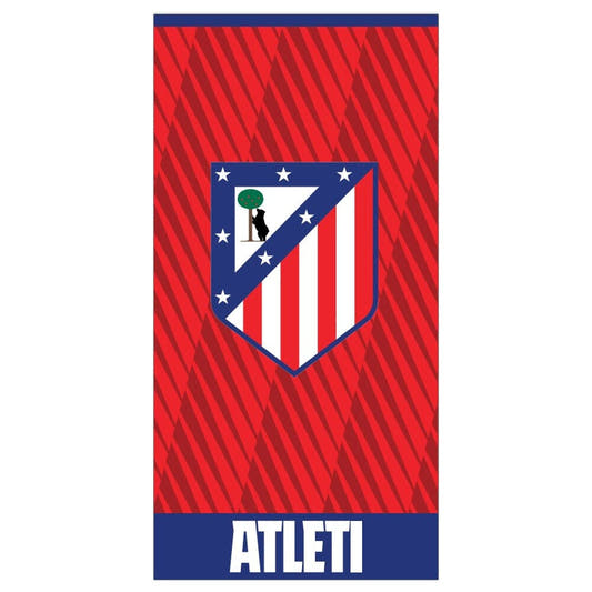 Toalla de microfibra del Atlético de Madrid roja y azul con escudo