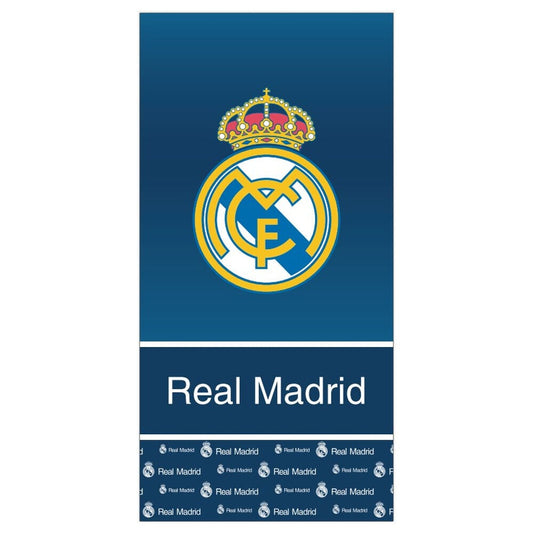 Toalla azul de microfibra Real Madrid con escudo central