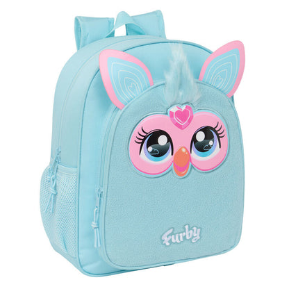 Mochila Furby turquesa y rosa adaptable a carro