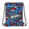 Saco Hot Wheels negro de 34 cm con estampado de carreras