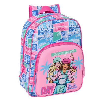 Mochila Good Day Barbie rosa y azul de 34 cm