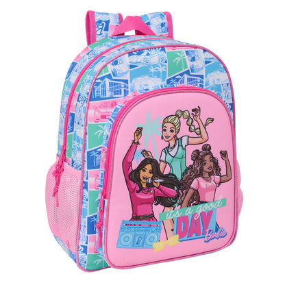 Mochila Good Day Barbie rosa y azul de SAFTA con bolsillo frontal