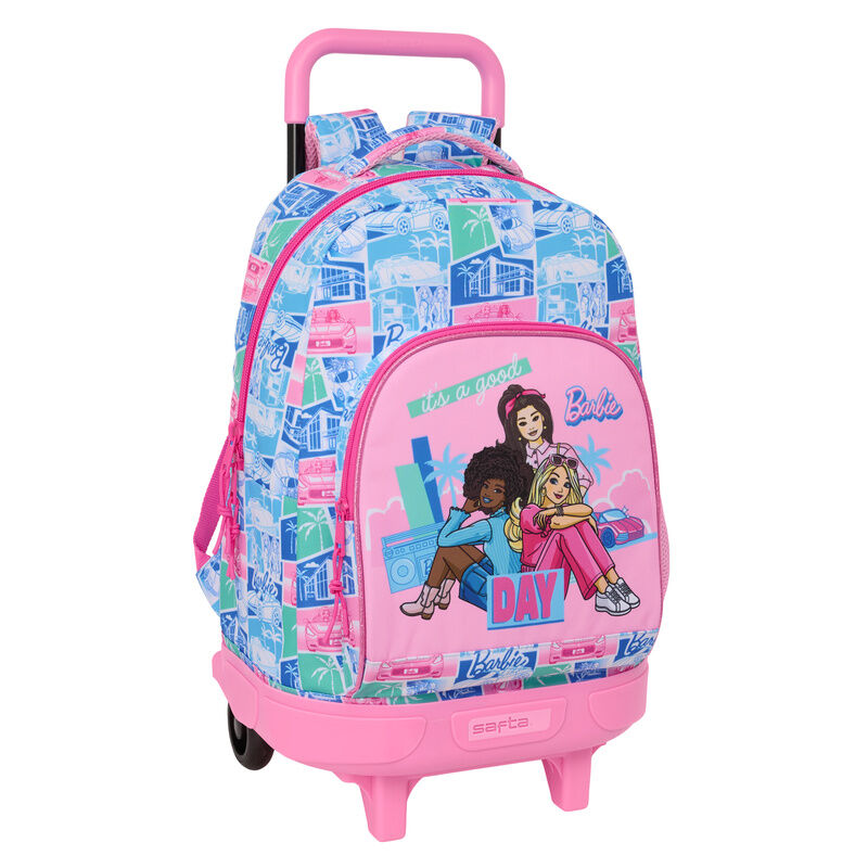 Mochila trolley rosa y azul Barbie Good Day con ruedas