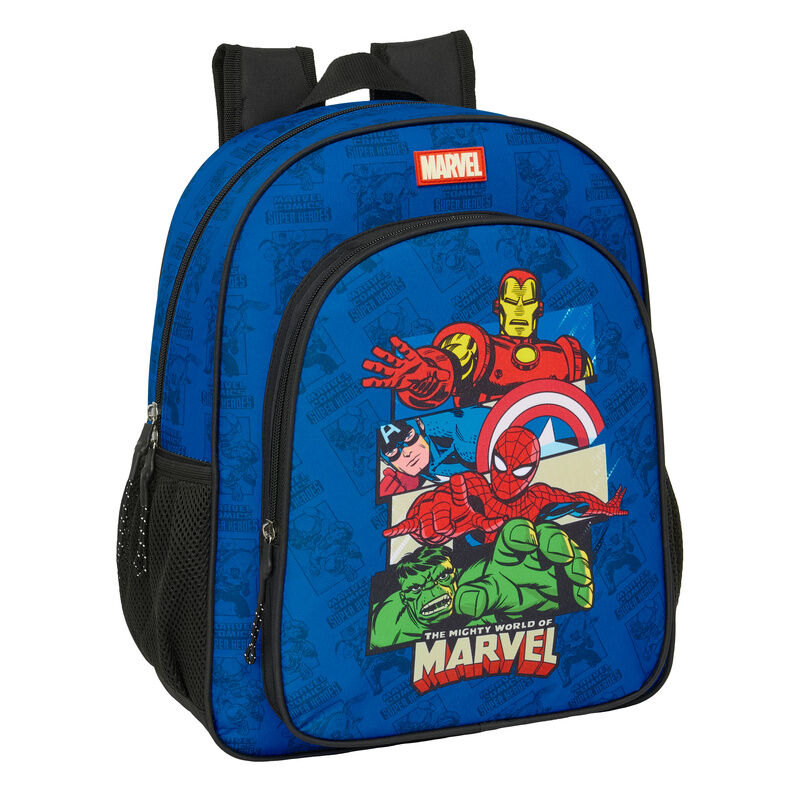 Mochila azul Marvel Avengers con Iron Man, Spider-Man, Hulk y Capitán América