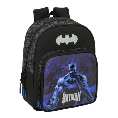 Mochila negra de Batman DC Comics con bolsillo frontal azul