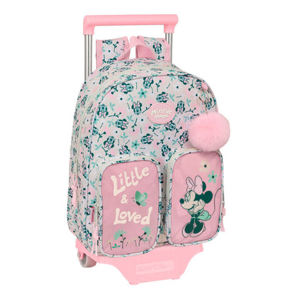 Trolley escolar Minty Minnie Disney rosa con mochila extraíble