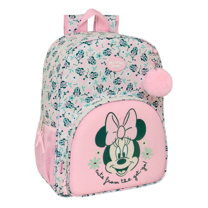 Mochila Minty de Minnie Disney con estampado floral y bolsillo frontal rosa