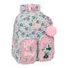 Mochila Minty Minnie Disney rosa y menta con estampado floral y dos bolsillos frontales