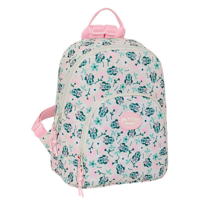 Mochila Minty Minnie Disney con estampado floral en tonos rosa y verde agua