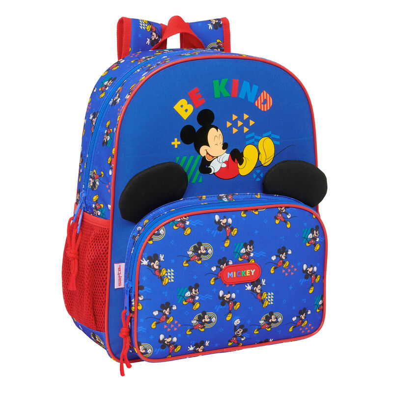 Mochila azul de Mickey Disney SAFTA con bolsillo frontal y bolsillos laterales