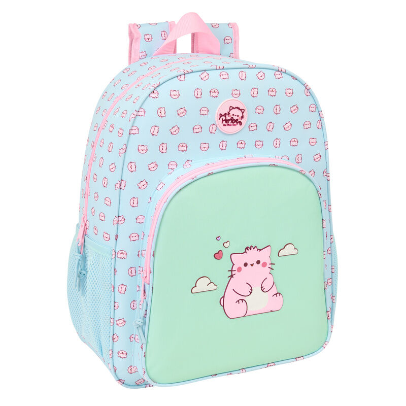 Mochila SAFTA Pembe The Pink Cat azul claro con gato rosa