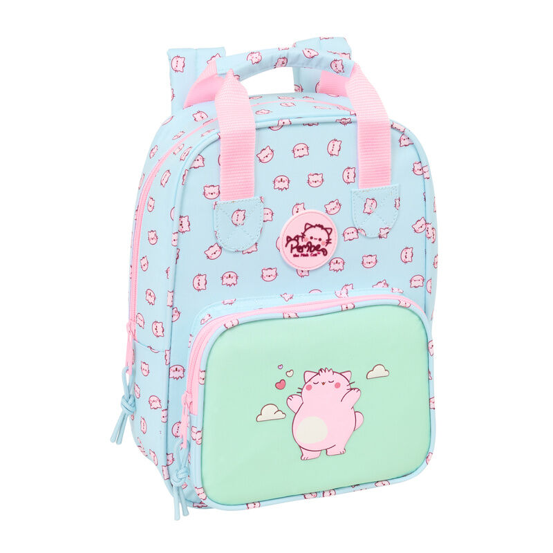 Mochila SAFTA Pembe The Pink Cat azul claro con gato rosa